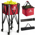 Tennis Ball Hopper Holds 150 Balls, Tennis Cart with Black/Red Bag