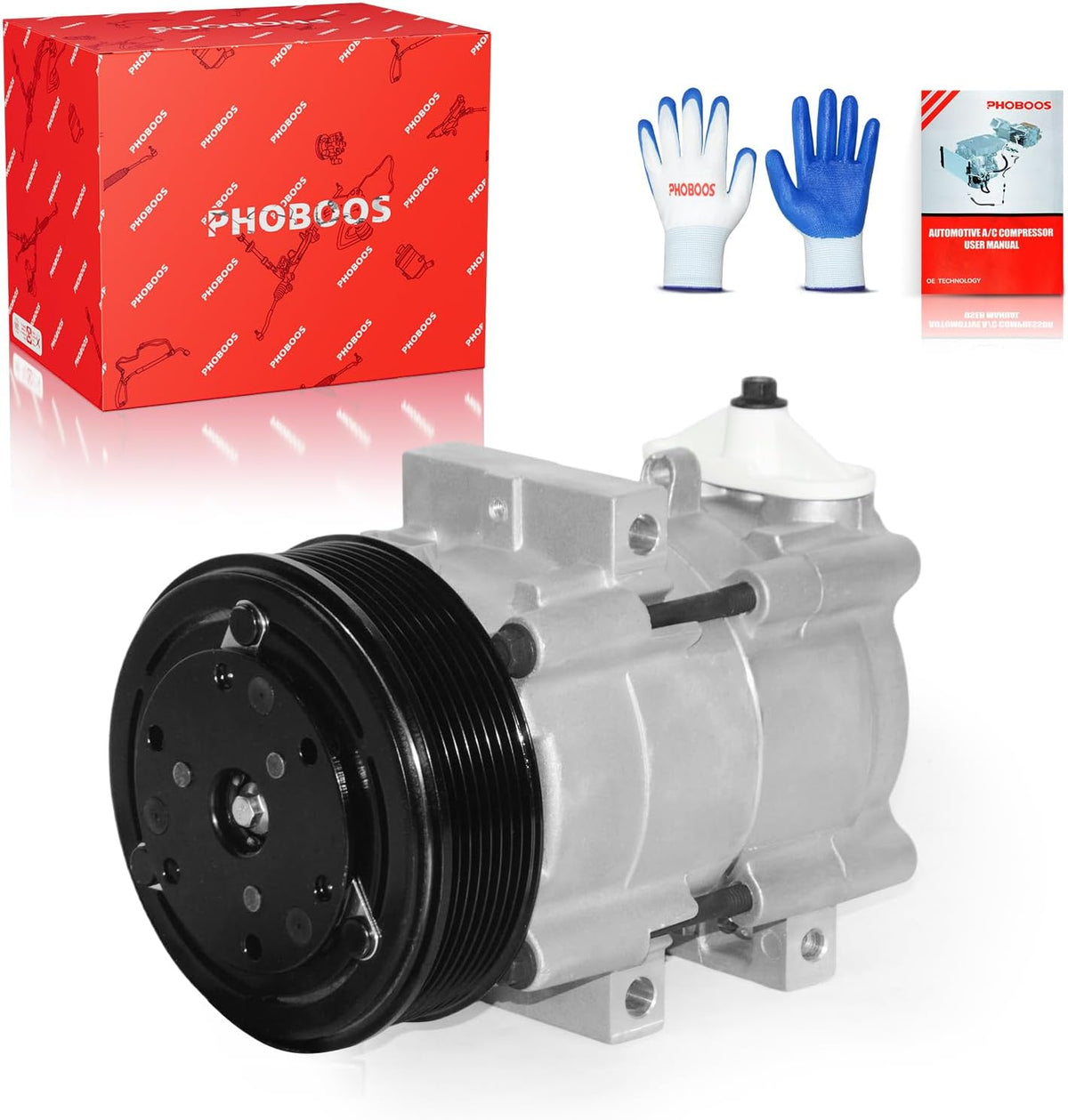 PHOBOOS A/C Compressor with Clutch Compatible with Ford & Lincoln