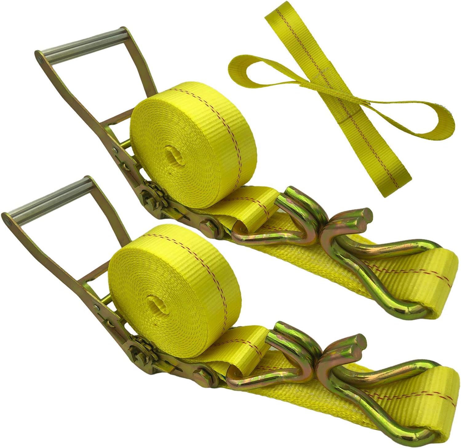 Ratchet Straps - 2" x 17' Heavy Duty Cargo Straps, Load up to 10000Lbs, Double J Hooks for Trucks, Moving Appliances