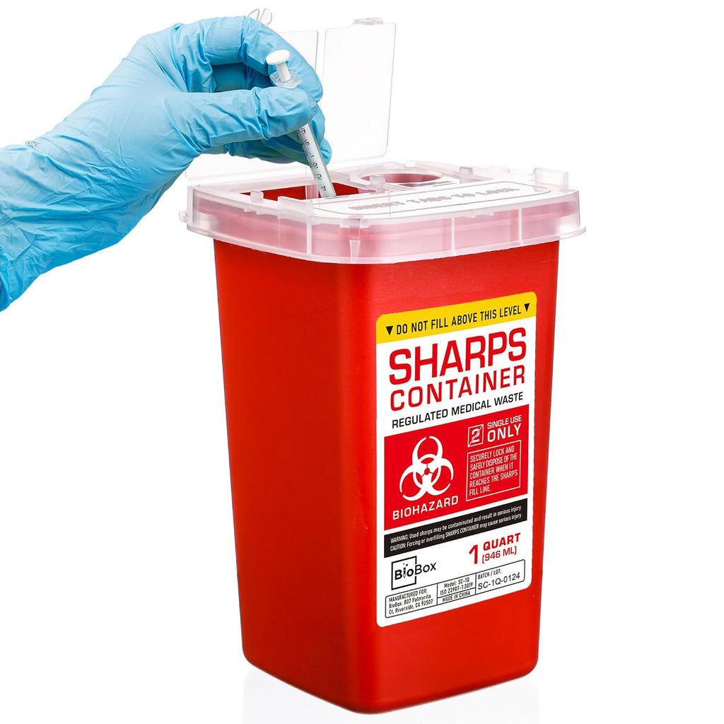 Sharps Container - Small Sharps Containers for Home Use, Travel & Disposal | 1 Quart (Pack of 1), Portable