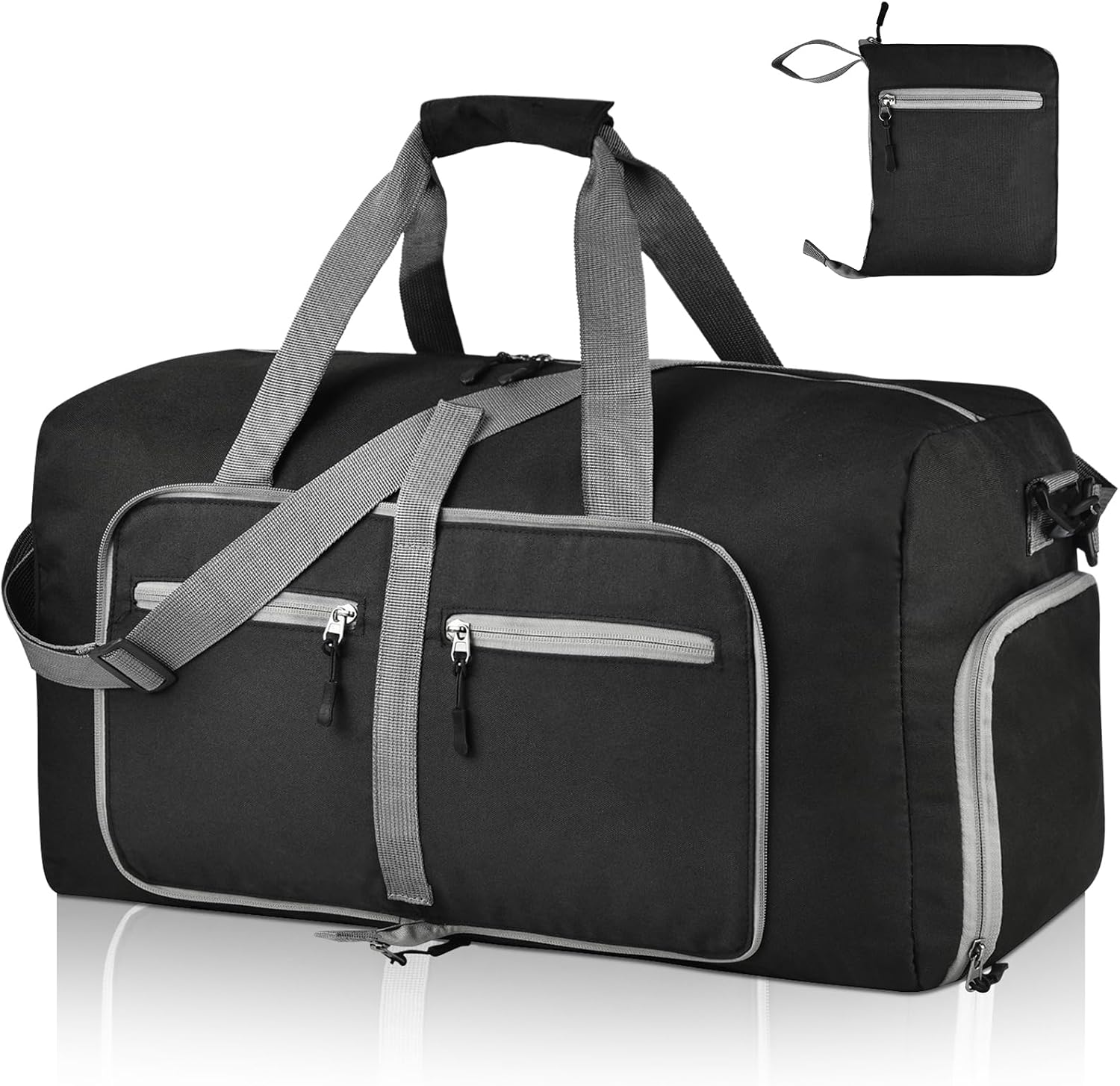 40L Travel Duffle Bag for Men Women - Foldable Duffel Bag with Shoes Compartment - Overnight Bags Waterproof & Tear