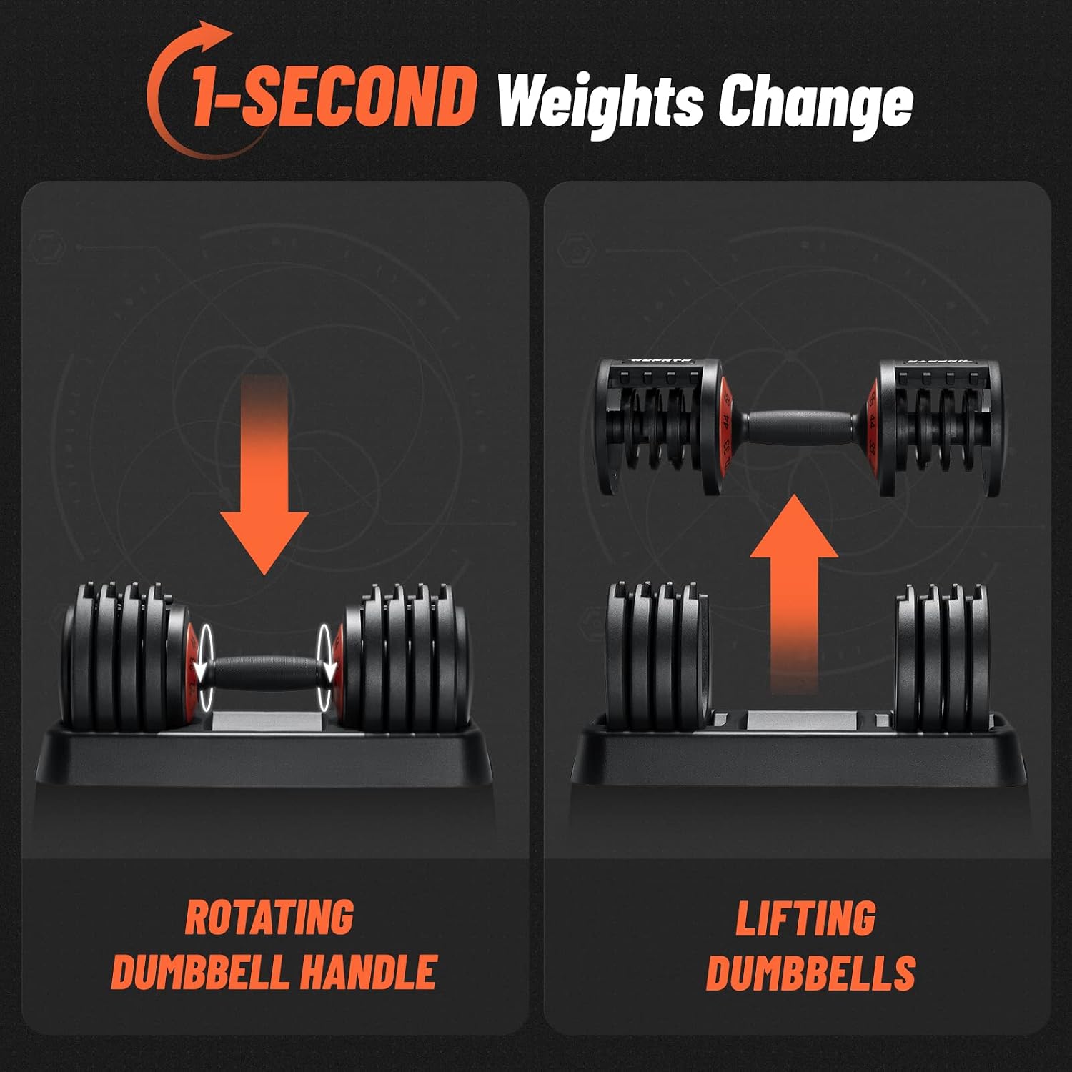 25/50/55 lbs Pair Adiustable Dumbbell Set, Adiust Dumbbell Weight for Exercises Pair Dumbbells for Men and Women in Home