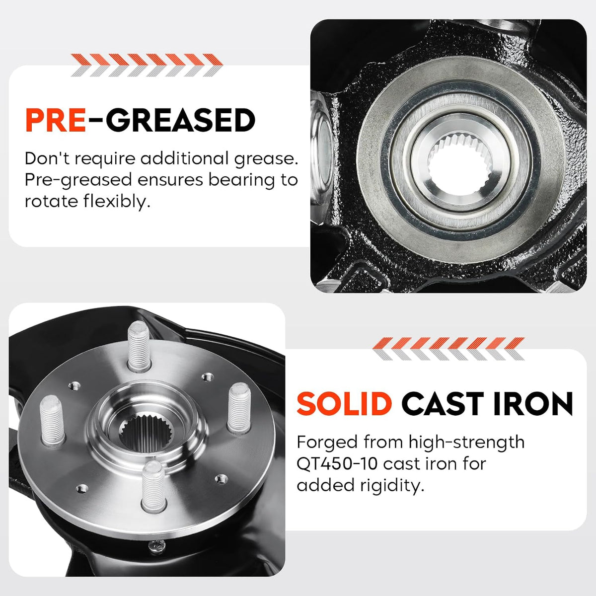 Front Left Steering Knuckle & Wheel Bearing Hub Assembly for Honda Civic 2003 2004 2005 1.7L L4 Without Si Model, 698-495 698495 51215S5AJ30 45255S01A00 44600S5DA00, Driver Side
