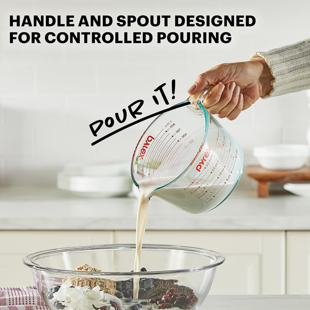 Essentials (2-Pack) Glass Measuring Cups Set, (1 & 2 Cup) Measuring Cups For Prepping, Baking and Cooking, Preheated