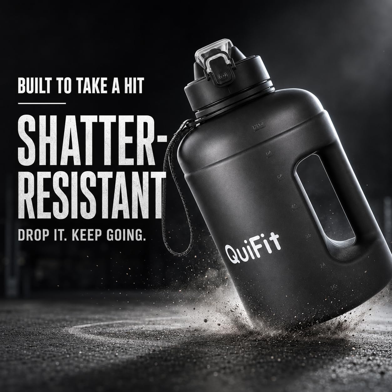 Half Gallon Water Bottle with 2 Lids,Dishwasher Safe,Shatter Resistant,73OZ Large Water Bottle with Time Marker - BPA