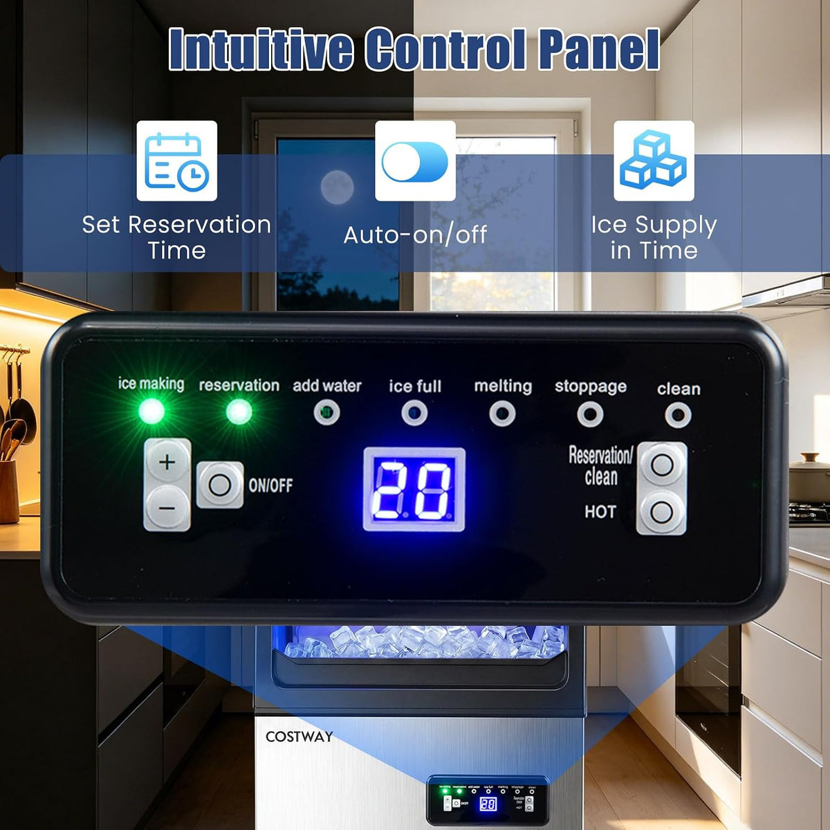 Commercial Ice Maker Machine 110LBS/24H, 36 Cubes in 13 Mins
