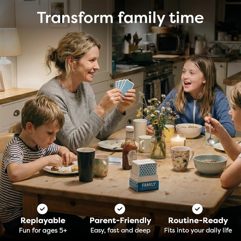 200 Family Conversation Cards for Kids, Teens & Adults - Question Card Game | Fun screen-free connection; dinner