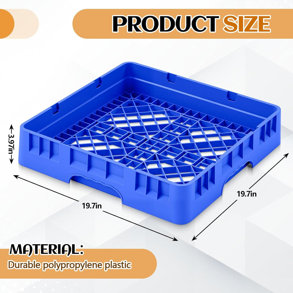 1 Pack Commercial Dishwasher Tray Rack, Basic Edition, Blue