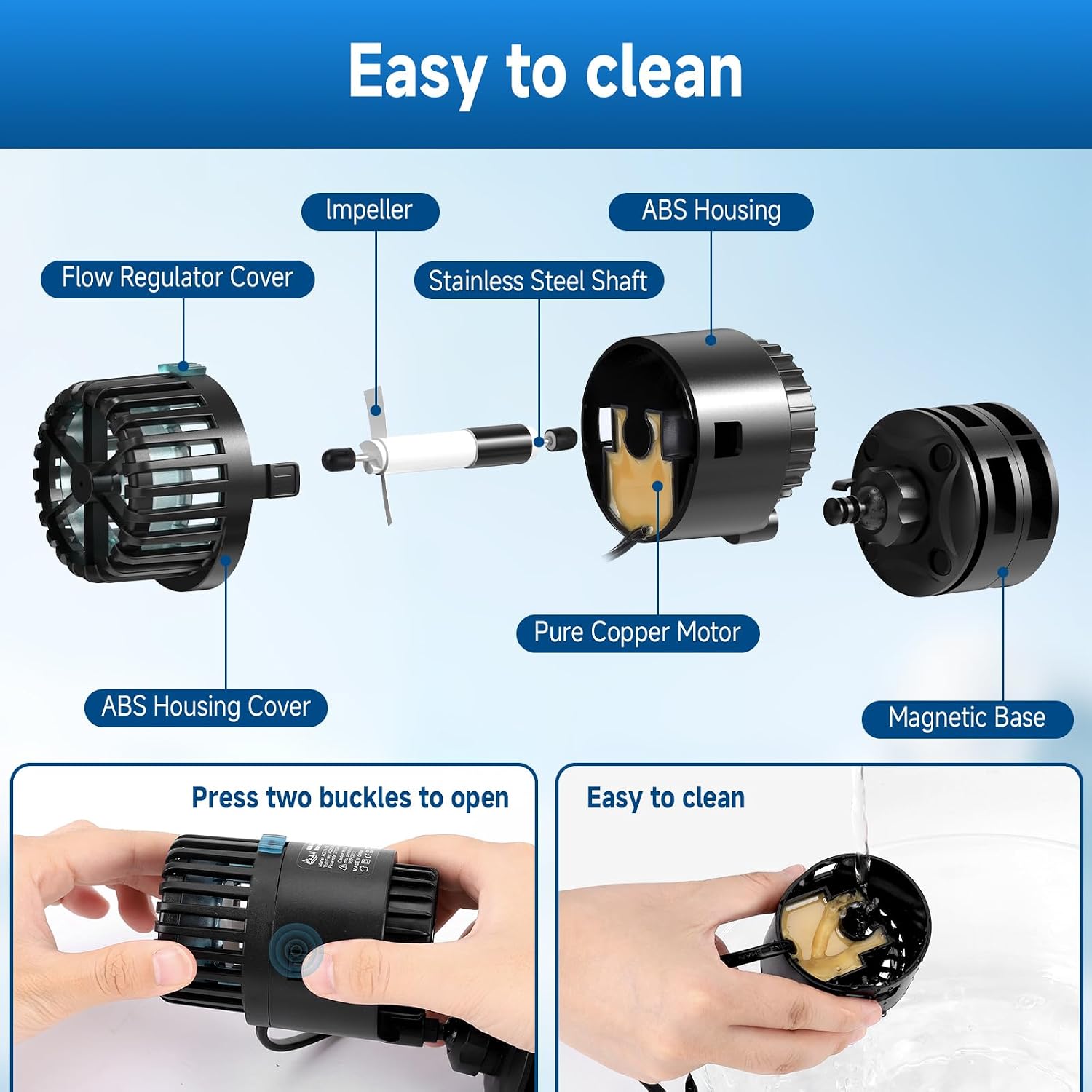 Aquarium Wave Maker with Magnetic Base 1200GPH Fish Tank Wavemaker | Submersible Circulation Pump Powerhead