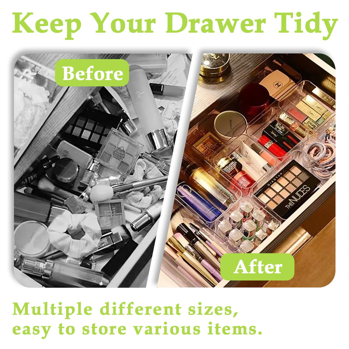 Clear Acrylic Drawer Organizer Tray 5 Size Junk Small Storage Container Bin