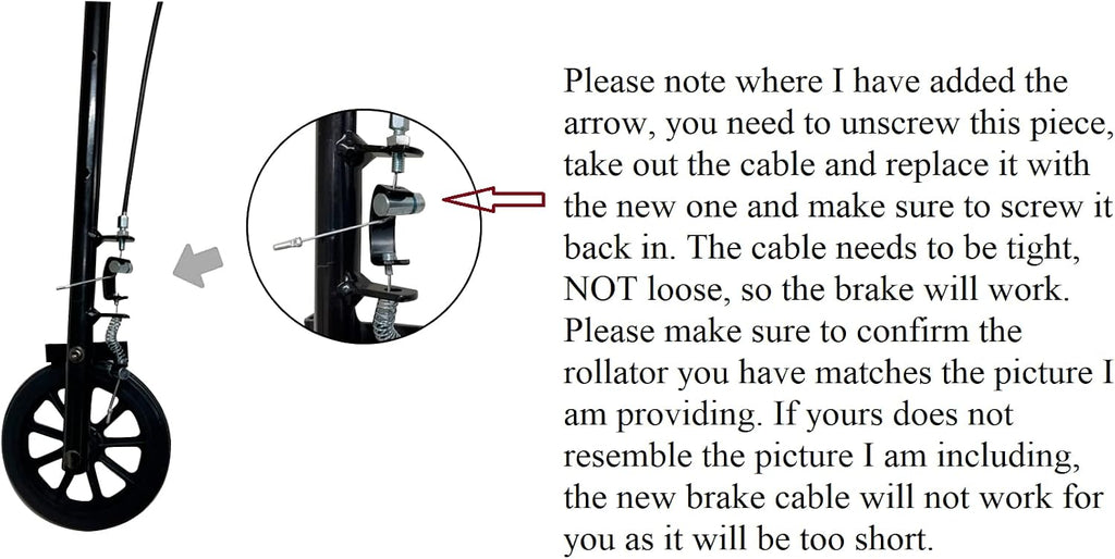 Rollator Replacement Hand Brake with Cable (HL420, Right)