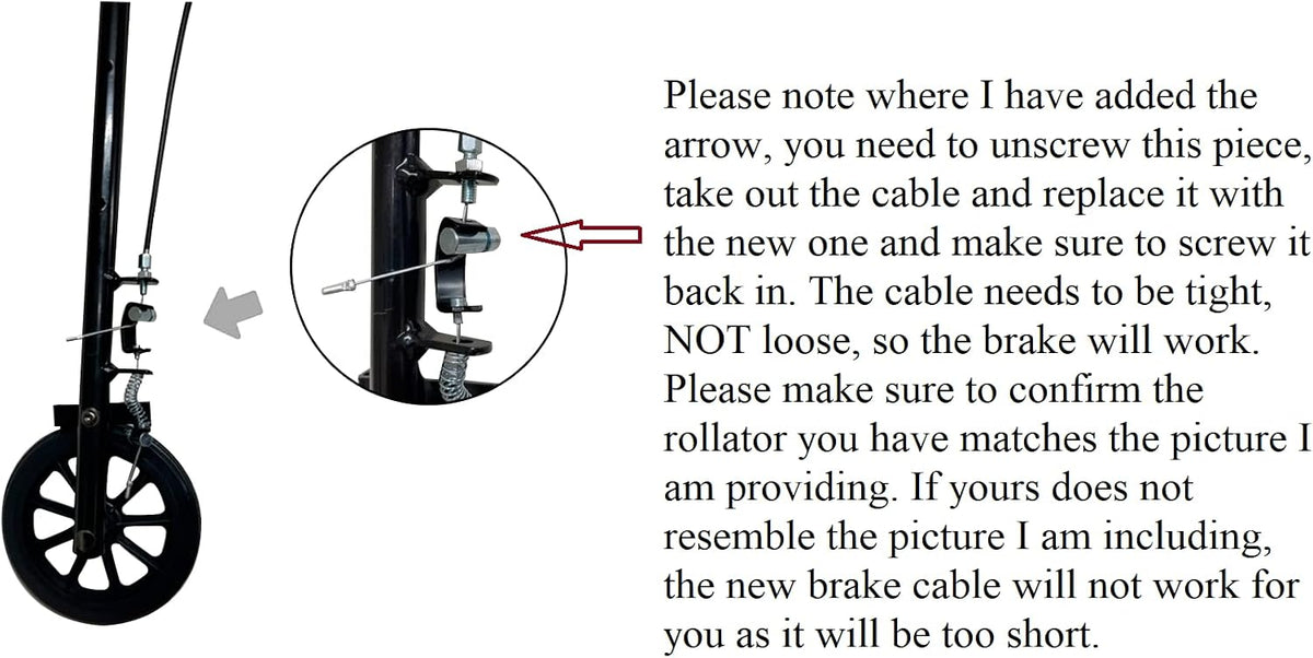 Rollator Replacement Hand Brake with Cable (HL420, Right)
