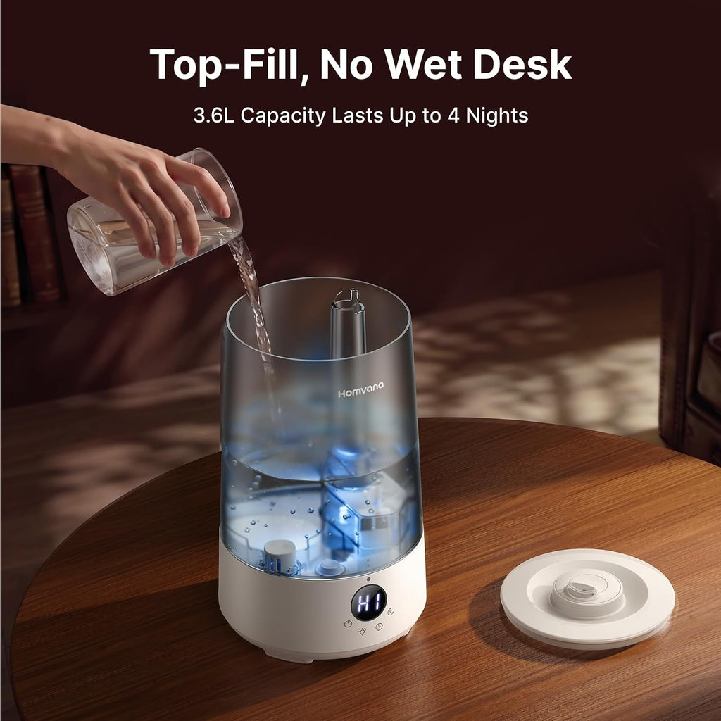 3.6L Top-Fill Cool Mist Humidifiers for Bedroom, Large Room(Grey) | 23dB Quiet, Easy-to-Clean 2-in-1 Baby Humidifier