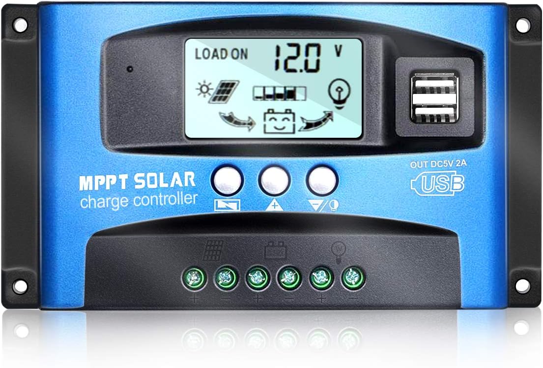MPPT Solar Charge Controller 30A 12V/24V Auto Solar Panel Intelligent Regulator with Dual USB Port LCD Display for
