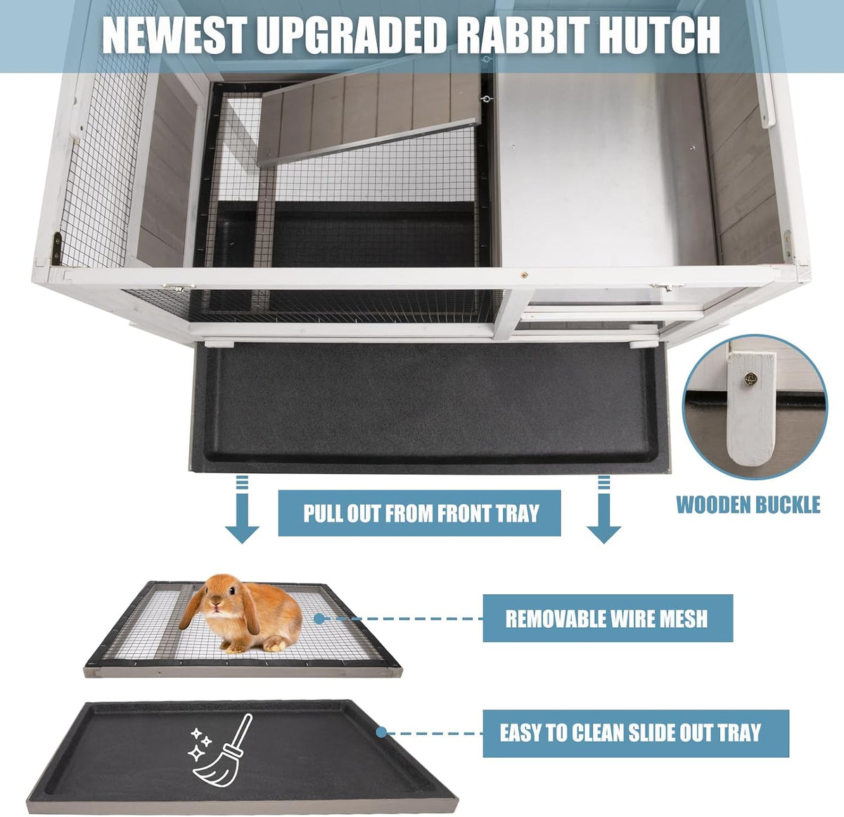 Elevated Guinea Pig Cage with Detachable Legs, Wooden Habitat