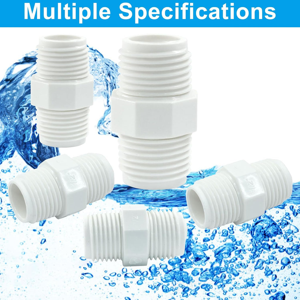 1/2 Inch PVC Nipple Coupling Adapter, 10Pcs