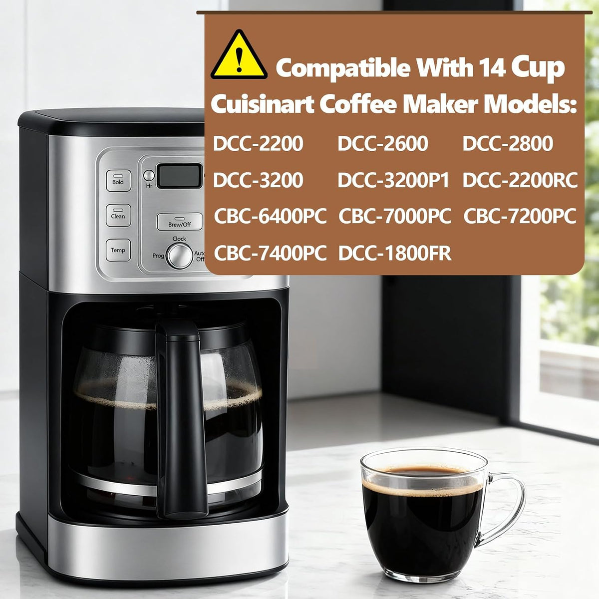 14-Cup Coffee Pot Replacement for Cuisinart Coffee Maker DCC-2200, DCC-2600