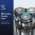 Men’s 4D Rotary Electric Shaver, Floating Head, Pop‑Up Trimmer
