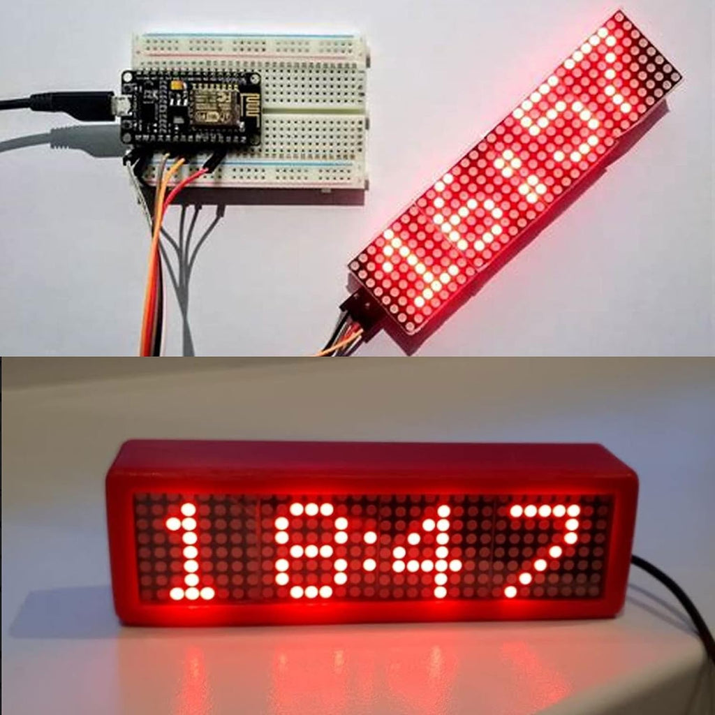 MAX7219 Dot Matrix Module 32x8 4 in 1 LED Display Modules for Arduino Raspberry Pi Microcontroller with 5Pin Wires Red (Pack of 2)