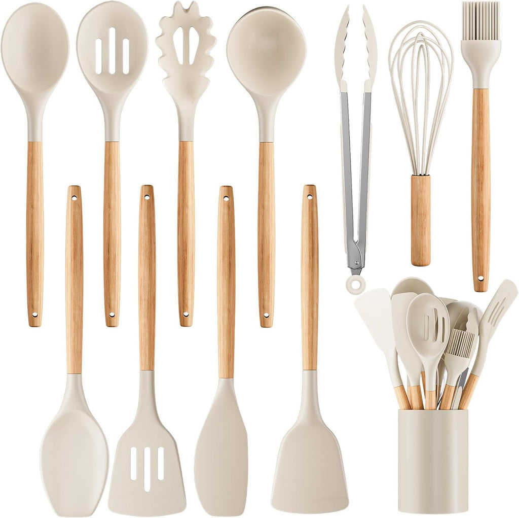 Silicone Cooking Utensil Set,12 PCS Cooking Cookware Kitchen Utensils Set for Cooking, Nonstick 446°F Heat-Resistant
