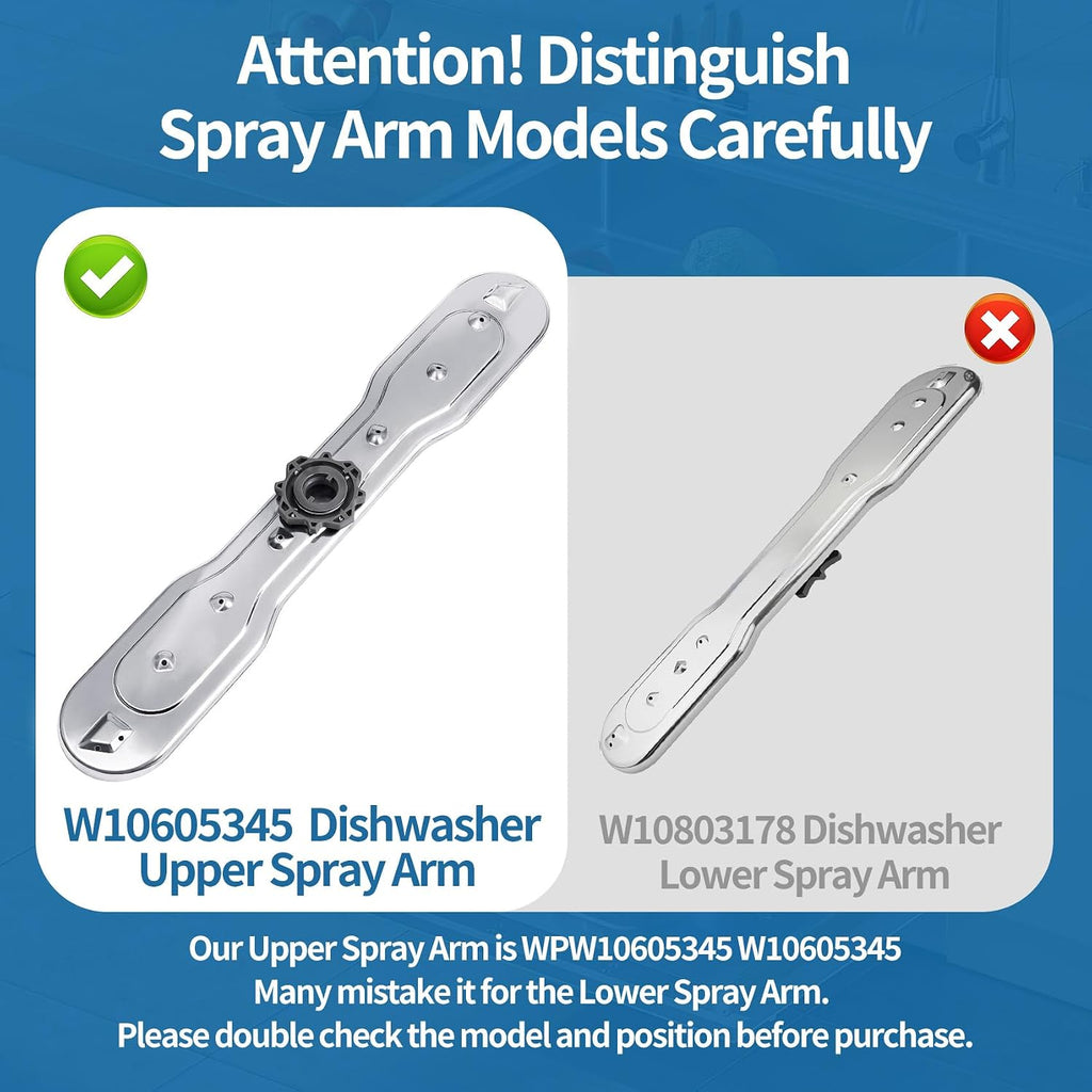 WPW10605345 Dishwasher Center Spray Arm Assembly Compatible with Whirlpool