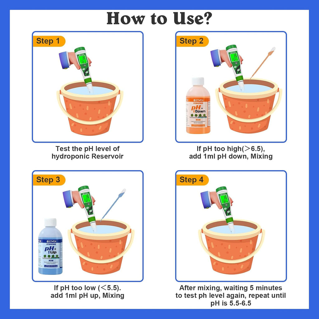 pH UP and Down for Hydroponic Plants, Adjust the pH Balance | Reservoir Water and Nutrient Solutions in Hydroponics
