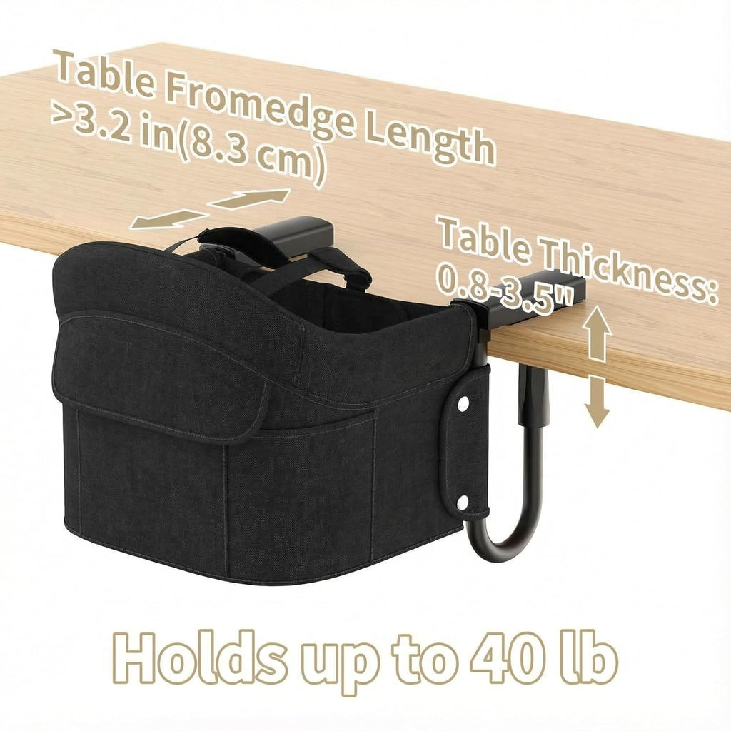 Portable Hook On High Chair for Babies & Toddlers from 6-36 Months,Clip On Baby Seat for Table,Fits Tables 0.8" to