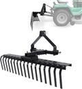 50In Landscape Rake Compatible with Category-0 Cat0 Tractor 3 Point & 5-Position Angle Adjustment for Garden, Farm
