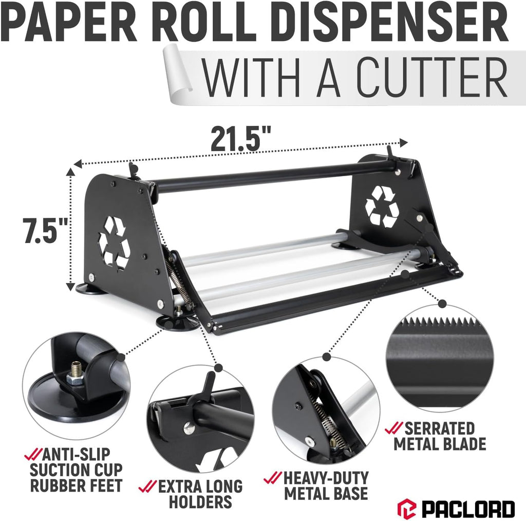 18" Paper Dispenser with Cutter + White Kraft Paper Roll