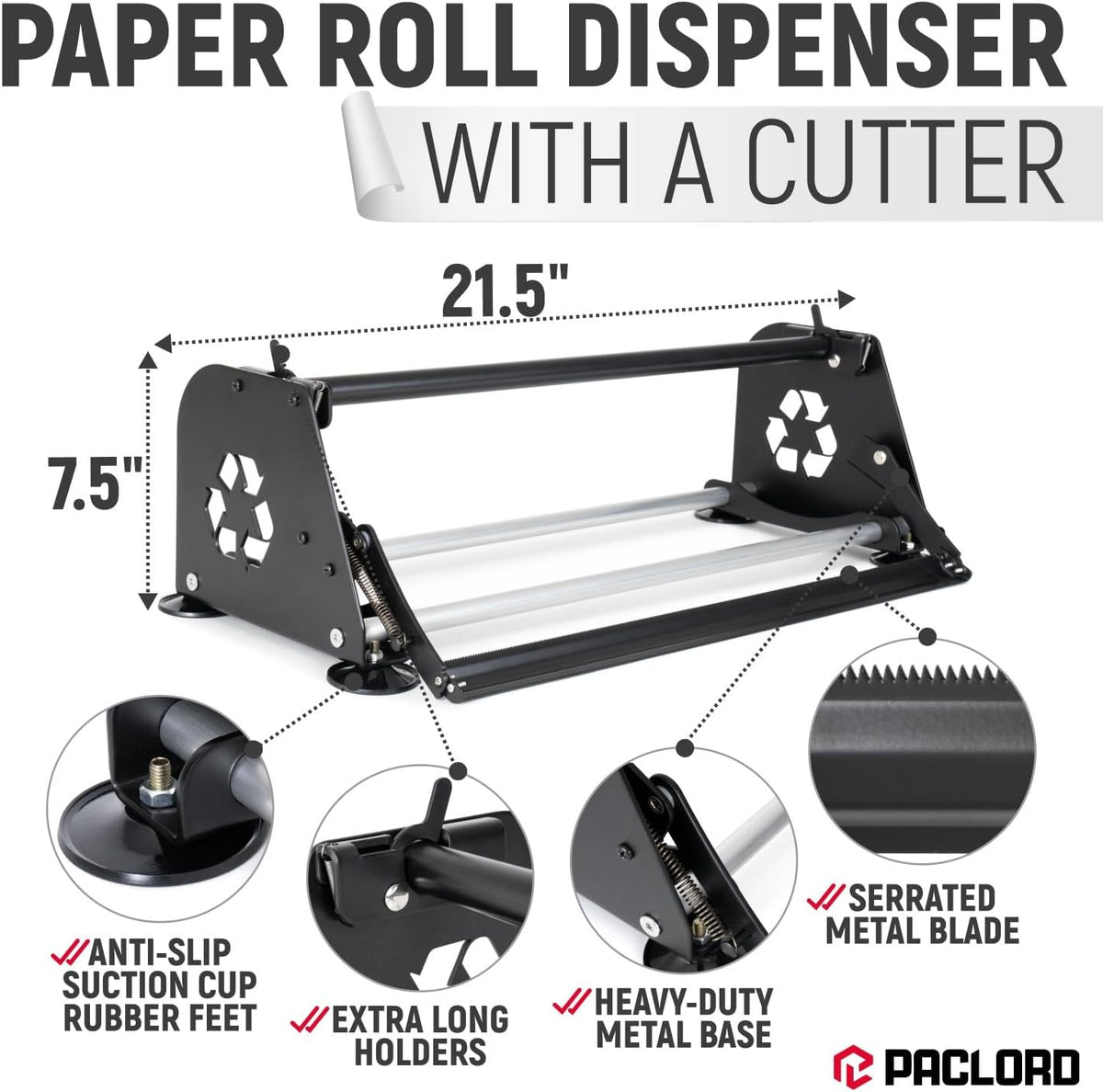 18" Paper Dispenser with Cutter + White Kraft Paper Roll