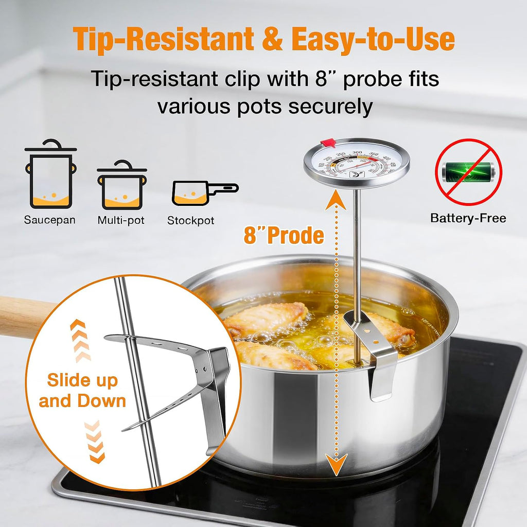 2-Pack Candy Thermometer with Pot Clip - Oil Thermometer for Frying