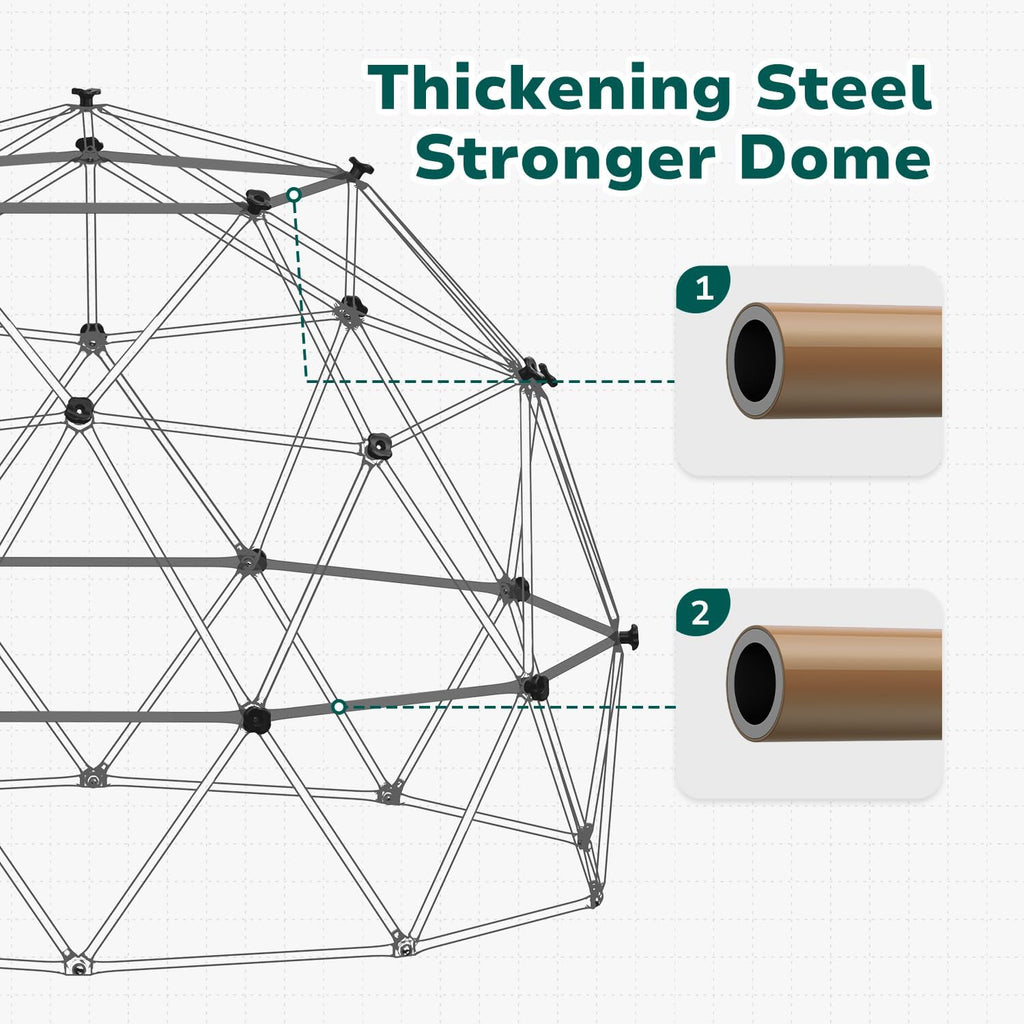 6.5 FT Tall Climbing Dome, Large Jungle Gym for Kids Outdoor Backyard, Monkey Bars in Natural Colors for Older Kids