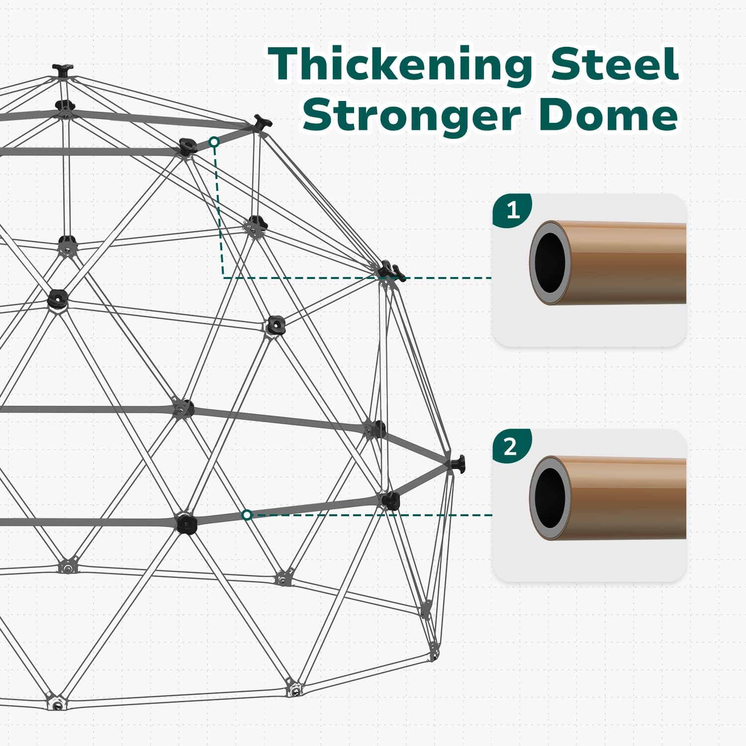 6.5 FT Tall Climbing Dome, Large Jungle Gym for Kids Outdoor Backyard, Monkey Bars in Natural Colors for Older Kids