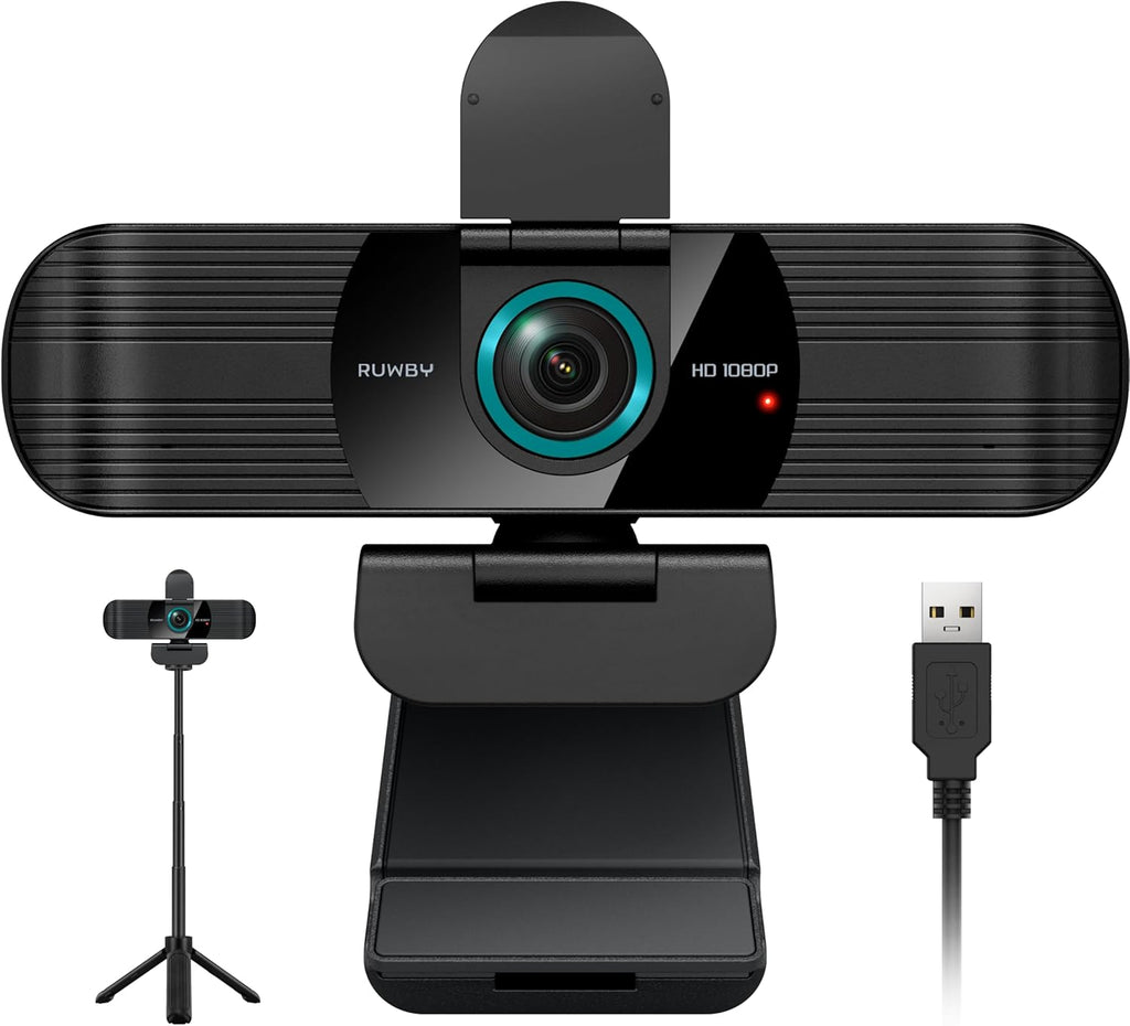 Pro HD 1080p/30fps Webcam with Dual Microphones, External USB Web Camera