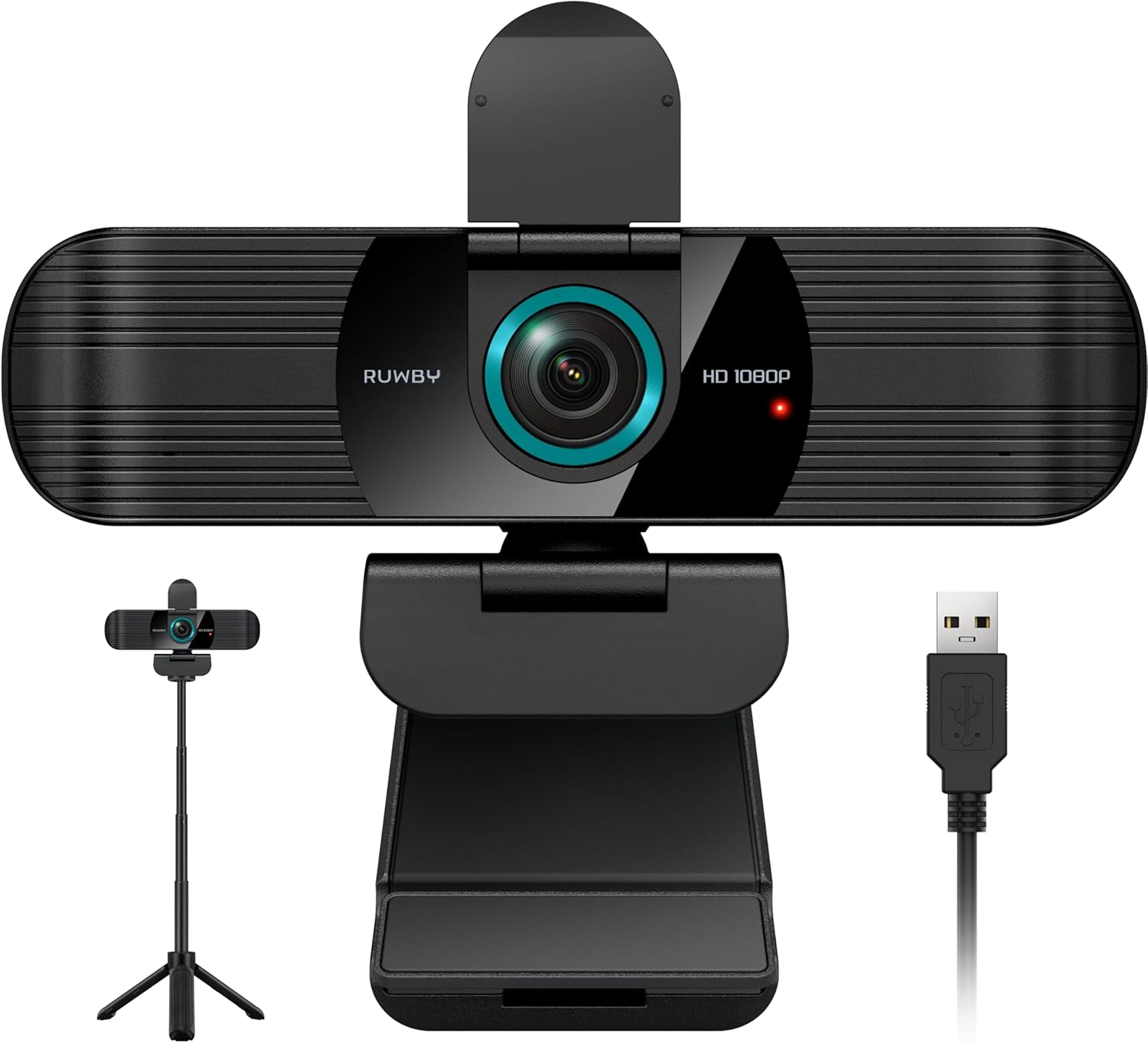 Pro HD 1080p/30fps Webcam with Dual Microphones, External USB Web Camera