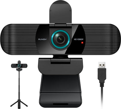 Pro HD 1080p/30fps Webcam with Dual Microphones, External USB Web Camera