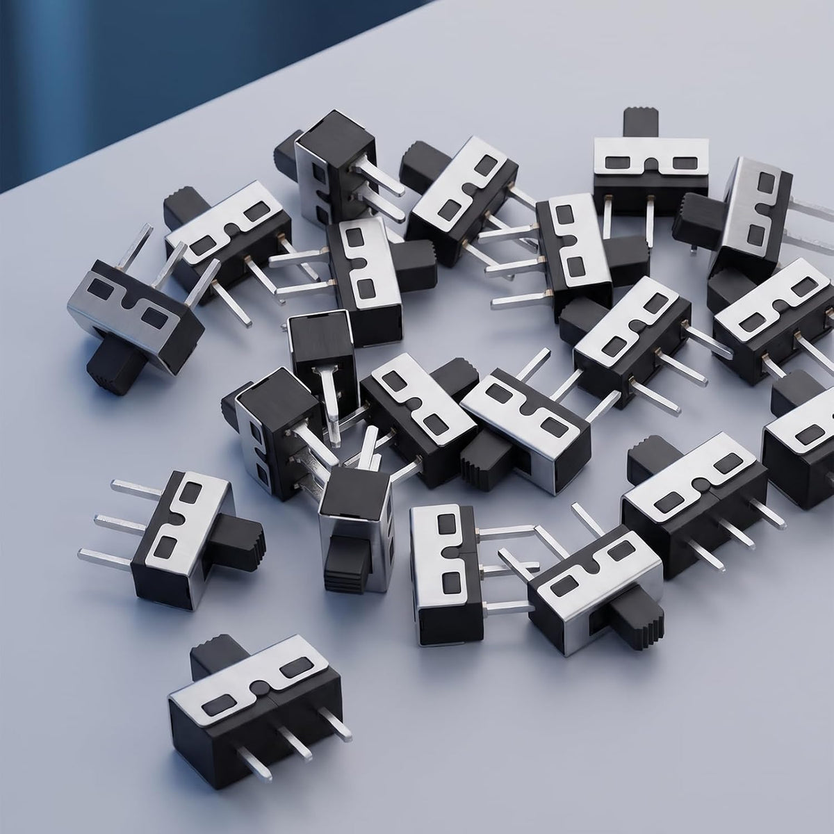 18 Pcs Mini Slide Switch 5mm High Knob Vertical Micro Switches 3 Pin 2 Position 1P2T SPDT Toggle Switch Vertical Panel Mount SS12D10