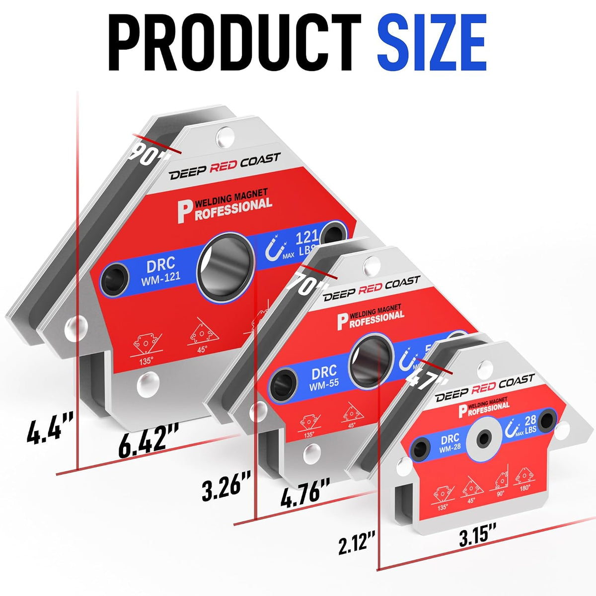 Welding Magnet Set, 4 Pack, 55LB | Multi-Angle Magnetic Welding Holders, 45° 90° 135° 180° for MIG Welding, Soldering