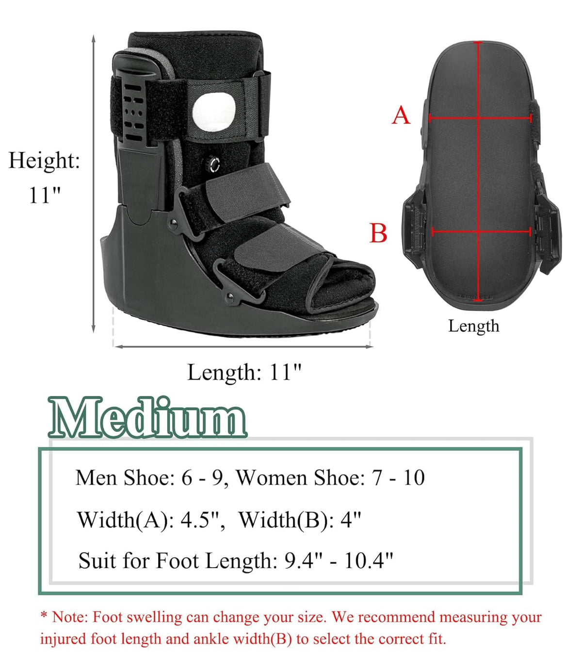 Walking Boot for Broken & Injured Foot, Sprained Ankle, Fracture, M