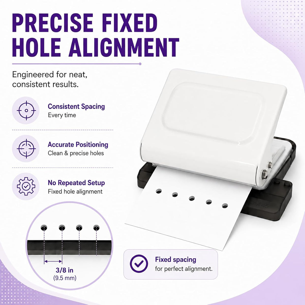 10 Hole Punch Binding Machine Kit for Planner (White) with 10 Multi-Color Spiral Coils, Adjustable A4 A5 B5 Paper