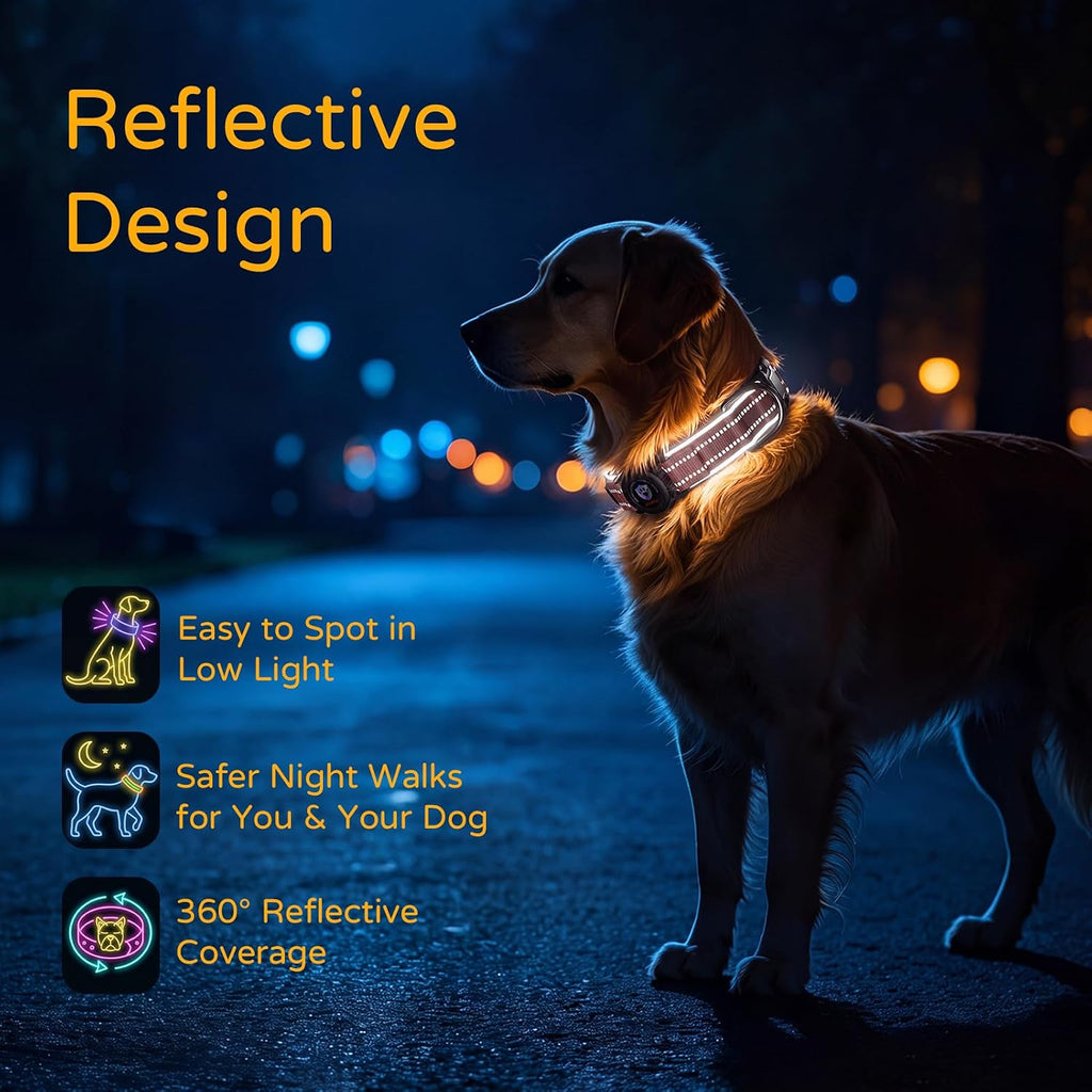 Dog Collar with AirTag Holder IP68 Waterproof Reflective Dog Collar, Rose L