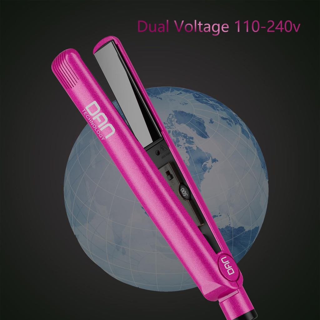 2-in-1 1" Ceramic Flat Iron: Dual Voltage, Adjustable Temperature, Professional Straightener for Black Hair
