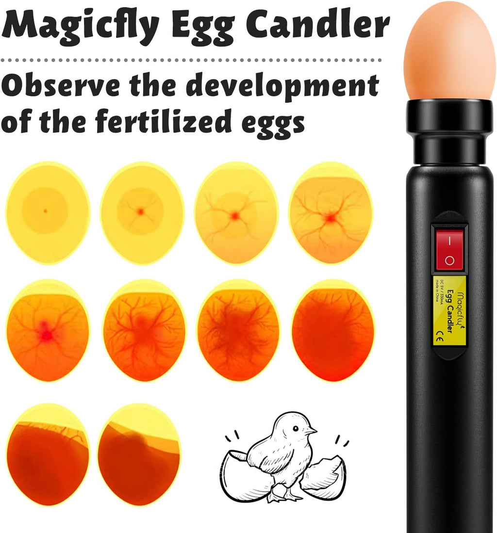 Rechargeable Egg Candler Tester for Monitoring Eggs Development, Bright Cool LED Light Candling Lamp