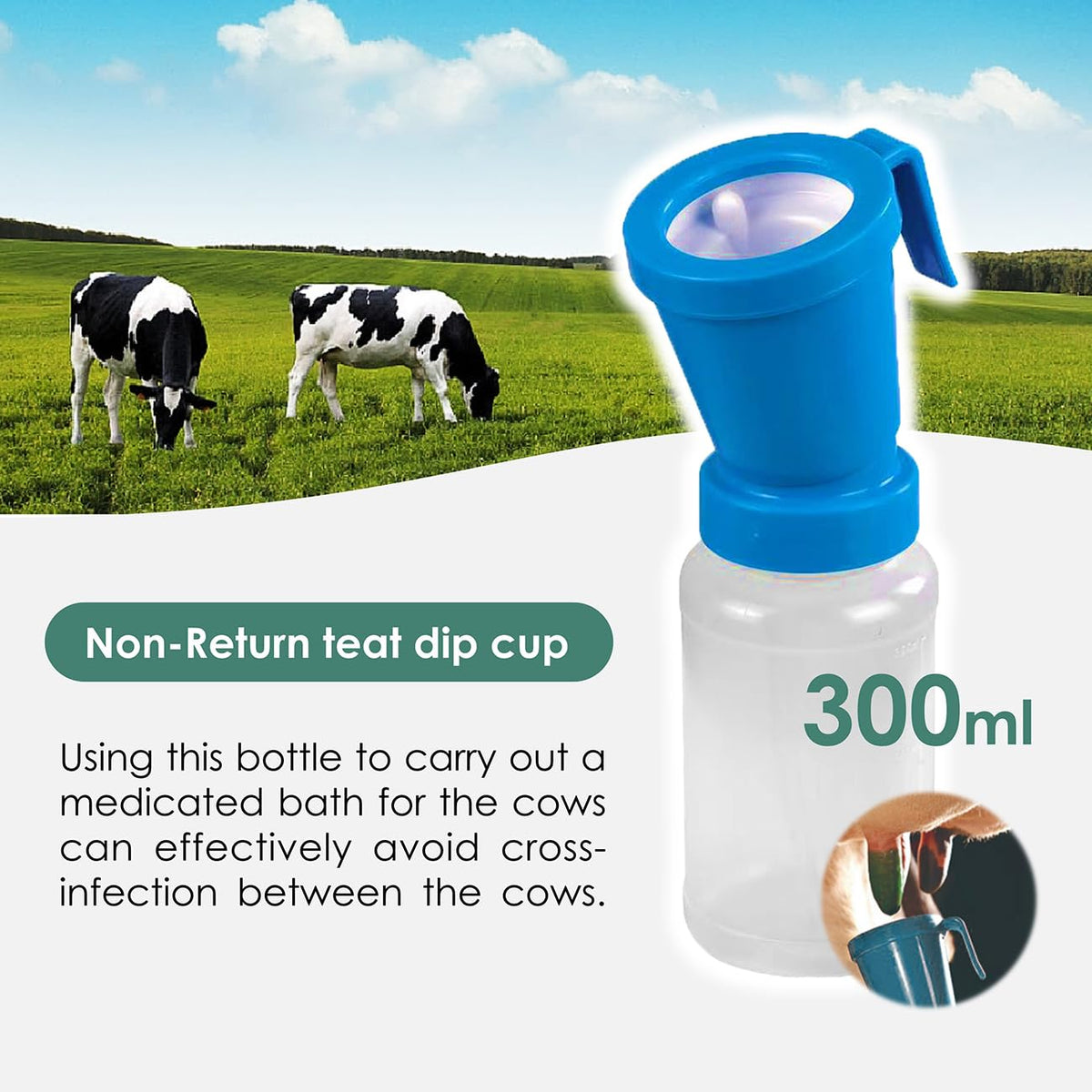 Teat Dip Cup, Blue, 300 ml, 2 Pack