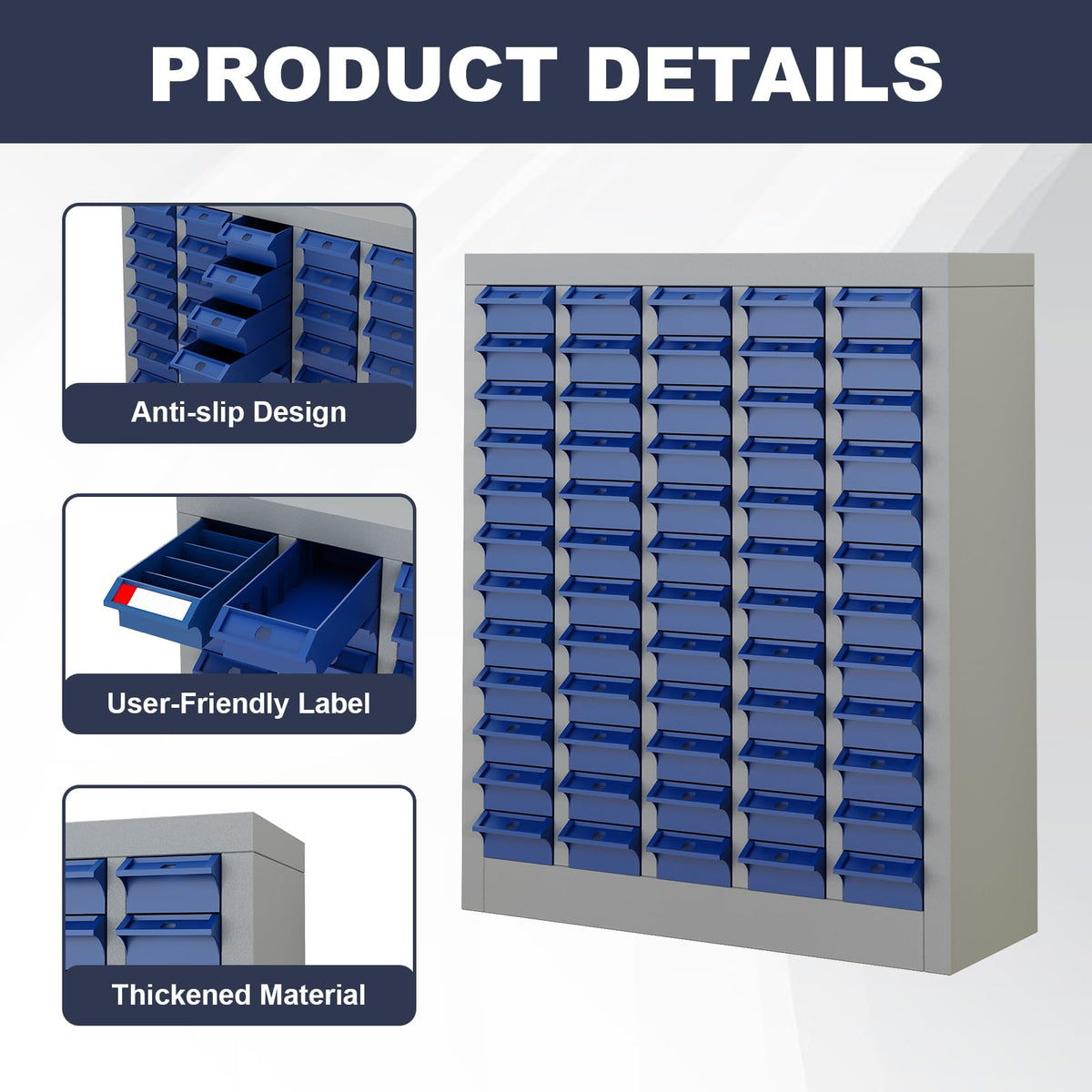 60 Drawers Metal Parts Cabinet, Repair Hardware Storage Organizer
