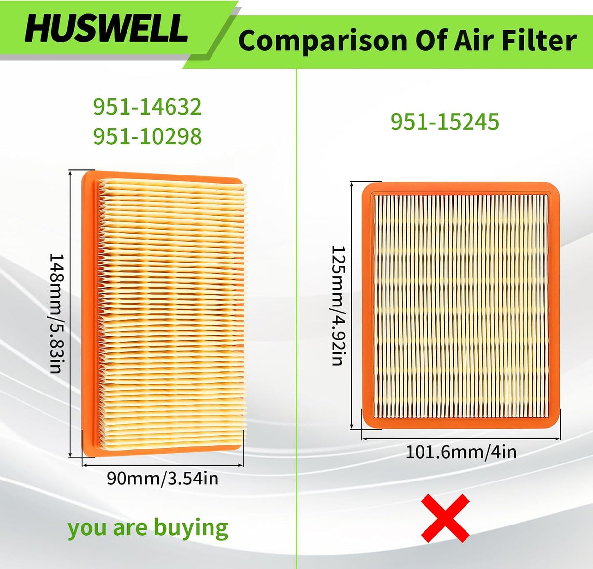 951-10298 Air Filter Kit for Cub Cadet ST100 SC100 LE100 Mower Replace 751-10298 W Spark Plug Fuel Filter
