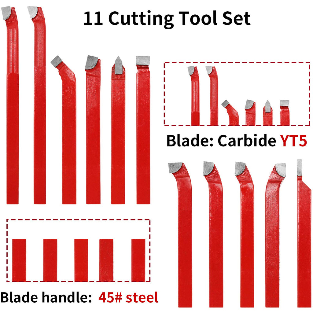 11 Pc 5/16" Carbide Tip Tipped Cutter Tool Bit Cutting Set for Metal