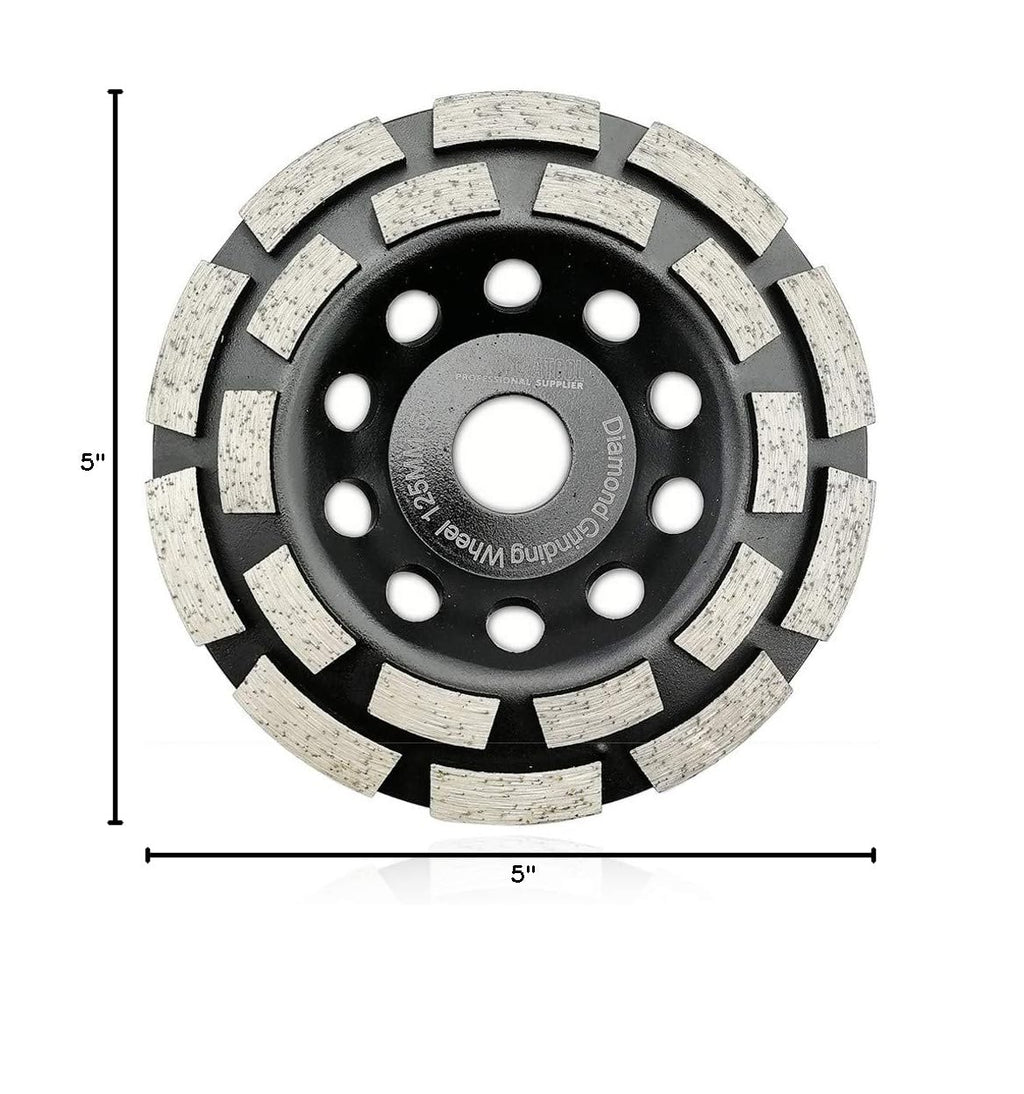 SHDIATOOL 5-Inch Double Row Diamond Grinding Cup Wheel for Concrete
