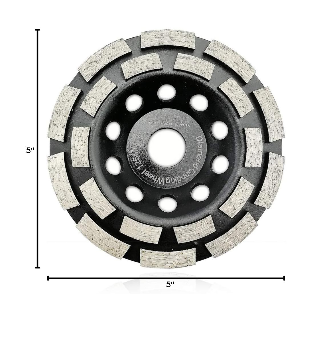 SHDIATOOL 5-Inch Double Row Diamond Grinding Cup Wheel for Concrete
