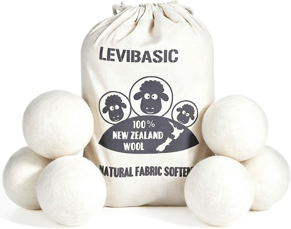 Wool Dryer Balls 6 Pack, 100% New Zealand Wool to Core